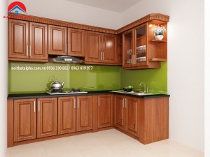 Tủ Bếp Gỗ Xoan Đào MS01-Nhà chú Hùng Chung cư An Bình